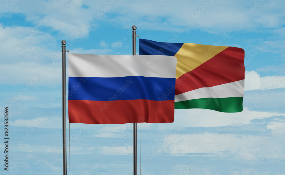 Seychelles and Russia flag Seychelles and Russia flag