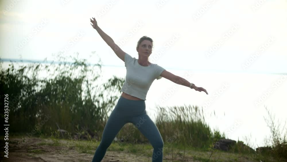 Balance Kundalini energy meditation . Woman doing yoga Balance Kundalini energy meditation . Woman doing yoga