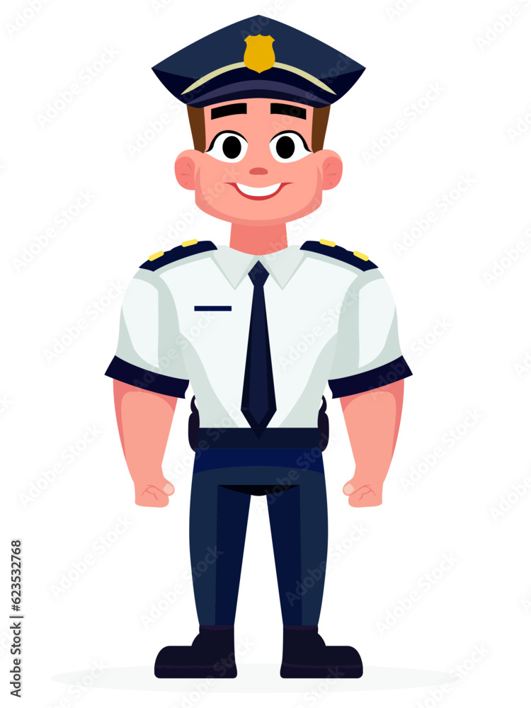 Highway patrol police officer vector illustration, Traffic police officer or Pilot Flat style stock vector image