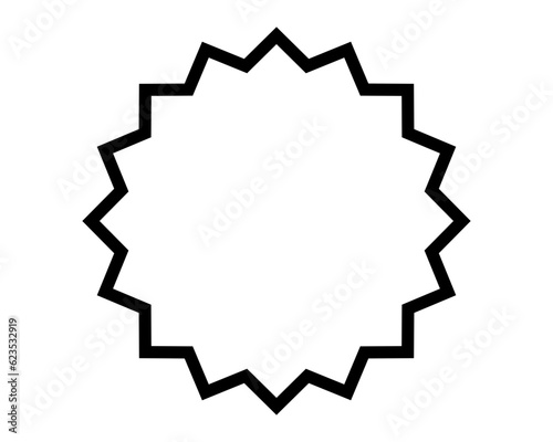 Circle frame. Spiky round shape. Vector line design element.