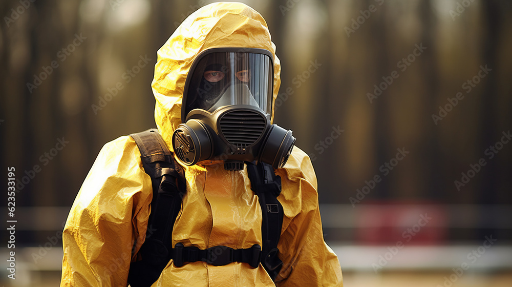 Person wearing a anti-radiation suit