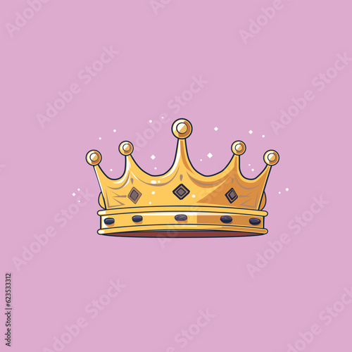 Crown on a pink background. Vector graphic.