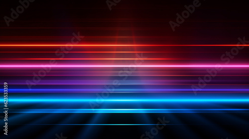 Colorful neon light beams across the screen with speed and movement.