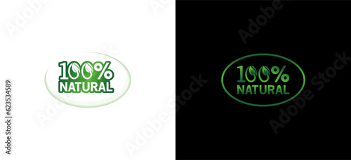100% natural vector logo or badge template for natural products with creative concept