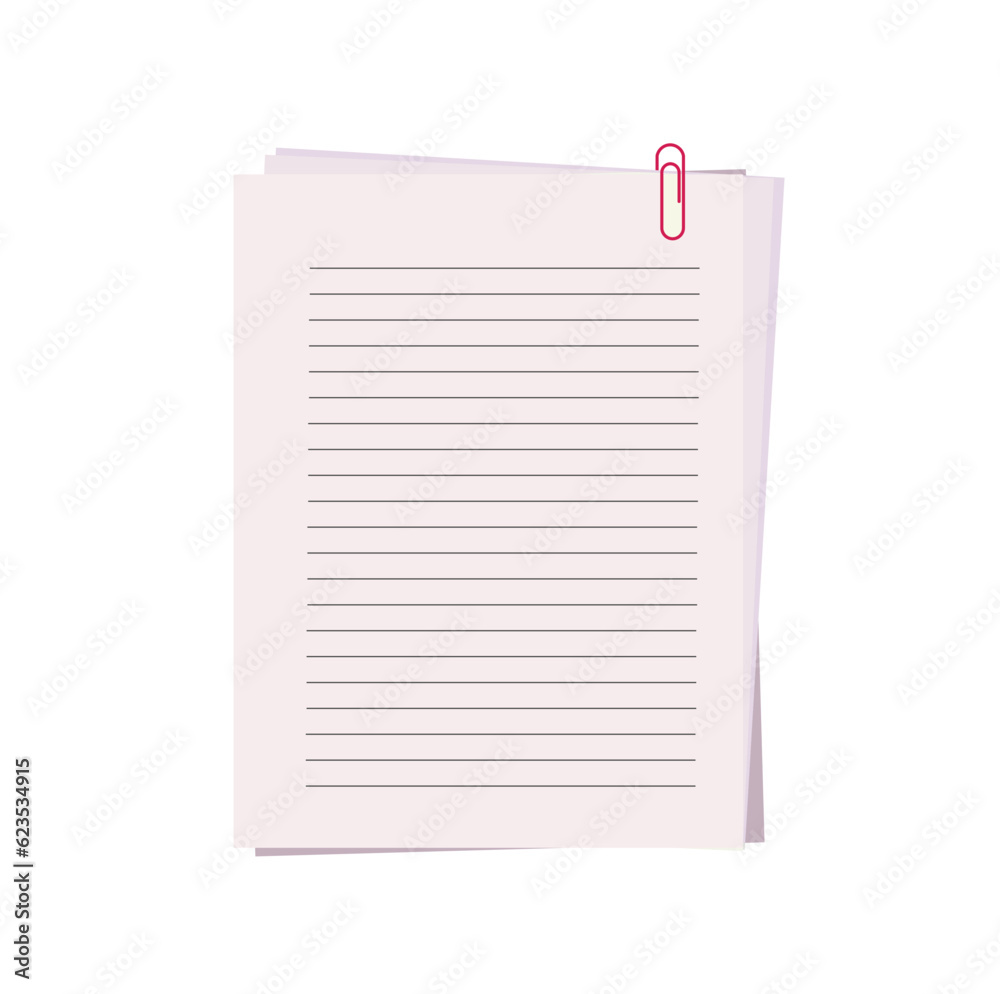 Paper flat illustration vector isolated on white background. School supplies illustration. Element for Back to school, Back to work concept. School and office supplies. Stationery. Paper flat illustration vector isolated on white background. School supplies illustration. Element for Back to school, Back to work concept. School and office supplies. Stationery.