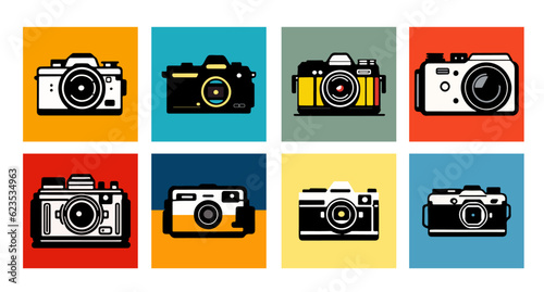 Illustration vector art camera icon style cartoon flat design modern and vintage