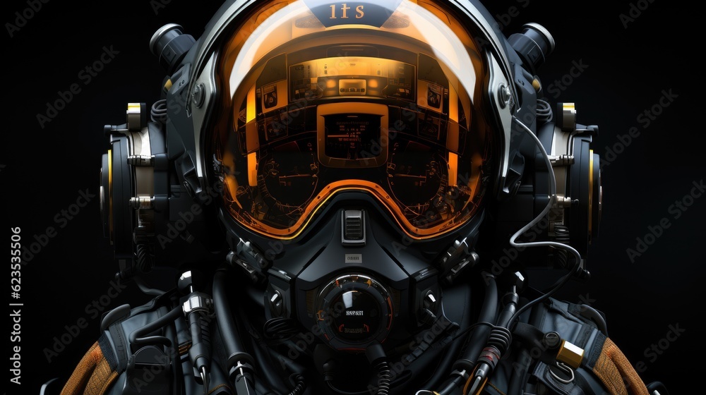 Fototapeta premium luminous helmet on black background