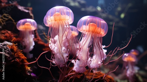 Light violet jellyfish underwater photography © FryArt Studio