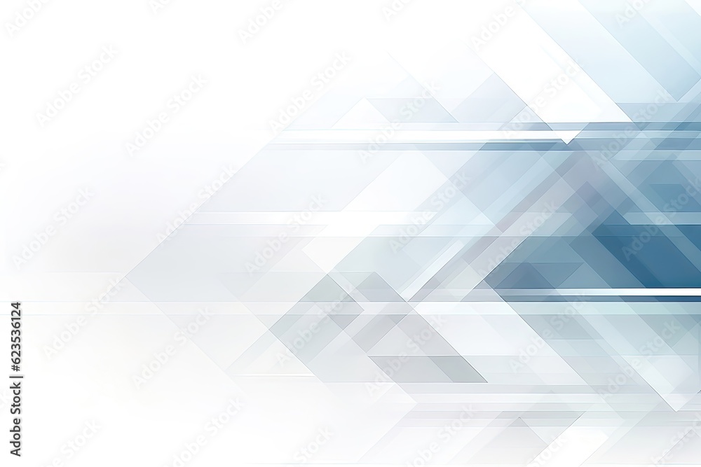Obraz premium Modern abstract white background design with layers of transparent shapes arranged in a random geometric pattern.