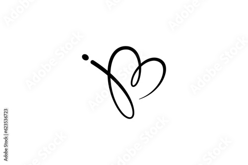 M letter logo and Heart design combination