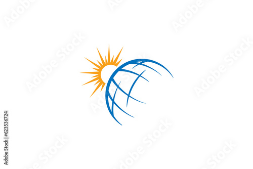 Earth logo and Rising sun design combination