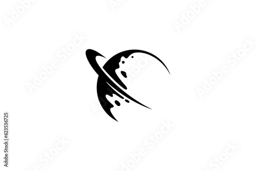 Planet logo design template in flat style