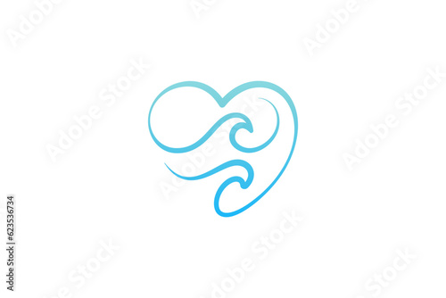 Heart logo and Wave design combination