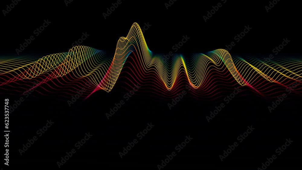 Colored equalizer visual lined slow motion sound synthesizer waves, motion design loop