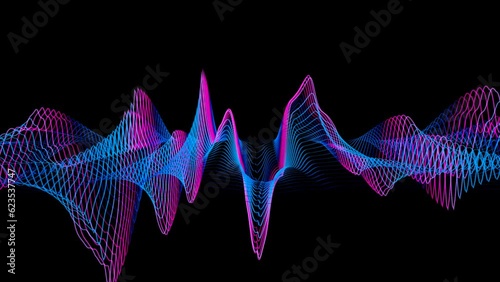 Colored equalizer visual lined sound fast moving waves, motion design loop video