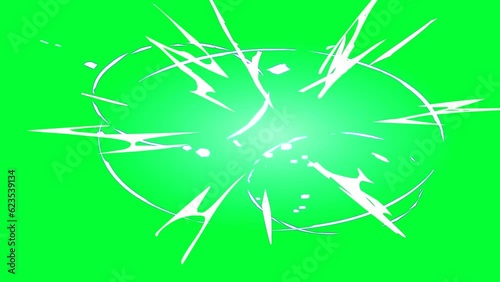 burst crack effect background and 2d animation, green screen 