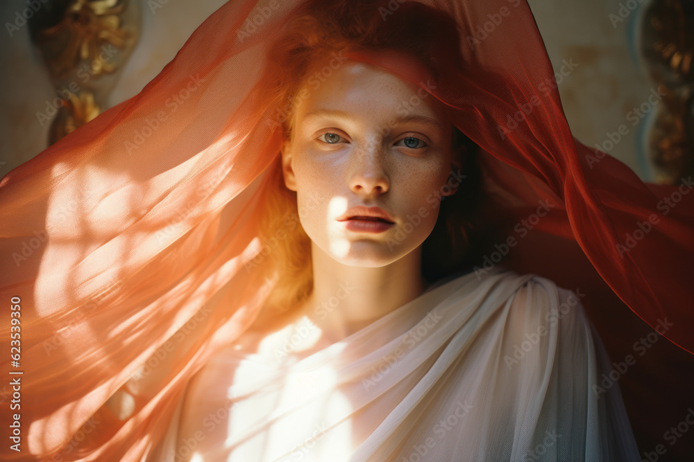 portrait of a woman/model/book character in an illuminated setting ...