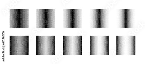 Squares With Miscellaneous Density of Bitmap Pattern Dither Gradient Vector Set Isolate On White. Rectangle Shapes With Different Retro 8 Bit Graphic Art Style Textures Design Elements Collection