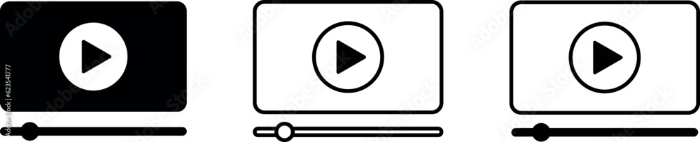 Video plaer movie media icons collection set on an isolated background Video plaer movie media icons collection set on an isolated background