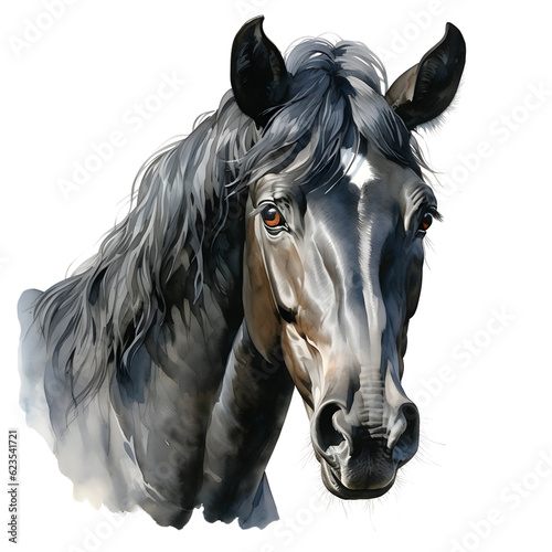 black horse isolated on white background