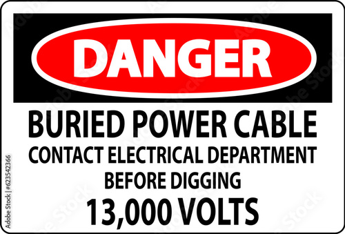 Danger Sign Buried Power Cable Contact Electrical Department Before Digging 13 000 Volts