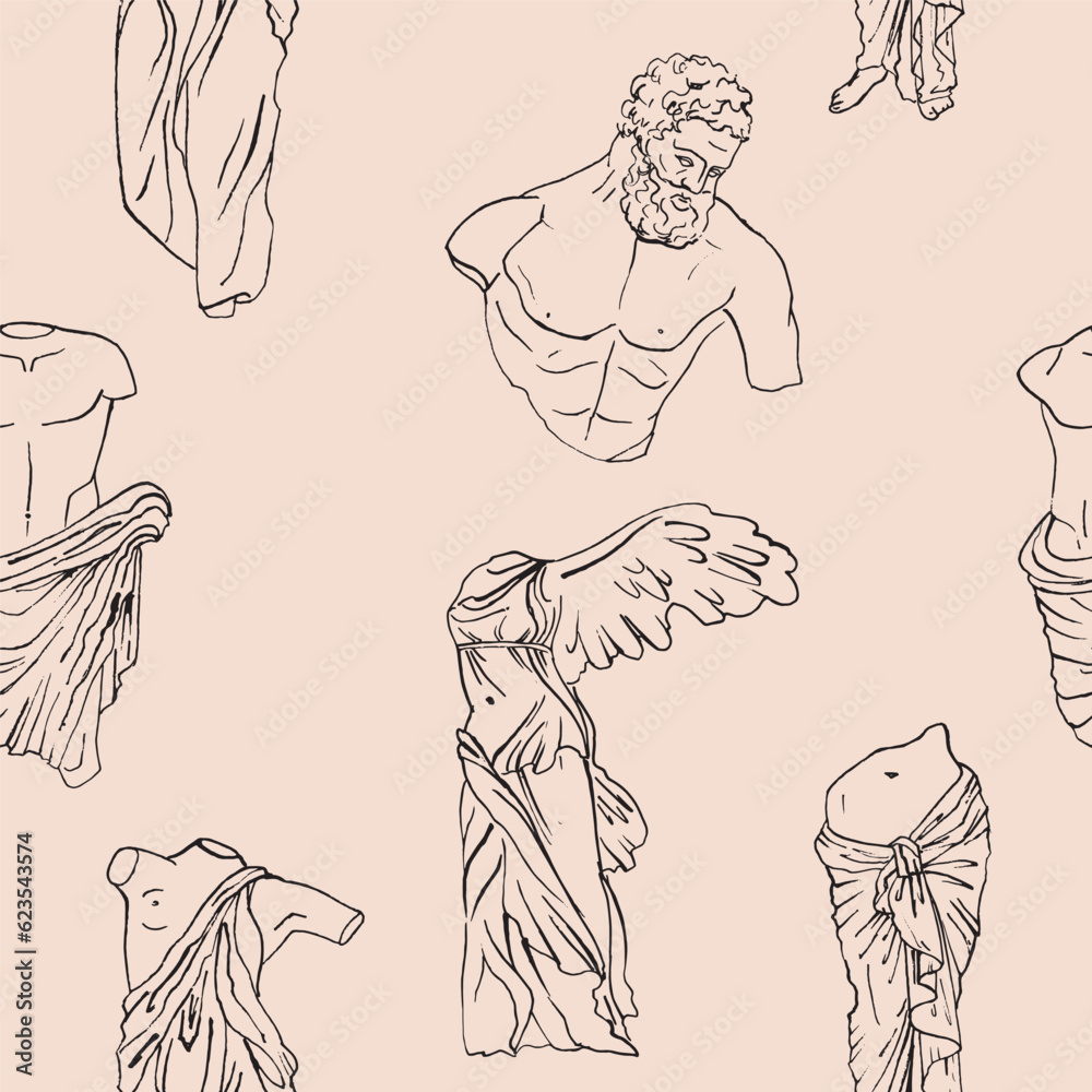 Greek statue seamless pattern Greek statue seamless pattern