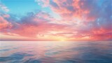 sunset sky and sea , pink , fantastic , generative AI