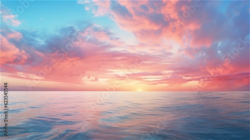 sunset sky and sea , pink , fantastic , generative AI © ki
