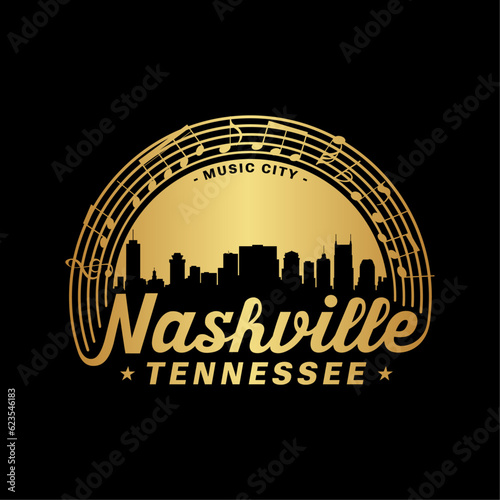 Nashville, Tennessee, USA. Logo design template. Vector and illustration.