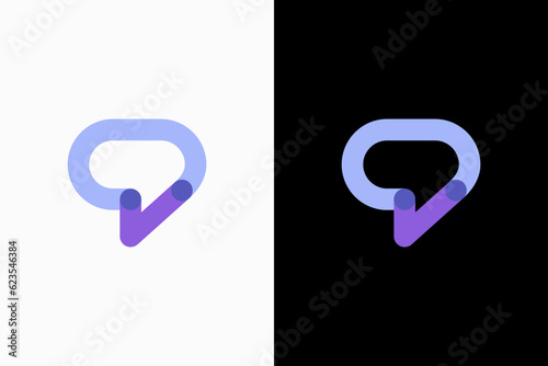 simple talk overlay color Vector Logo Premium 