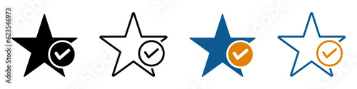 Star favorite vector signs. web icon with tick signs
