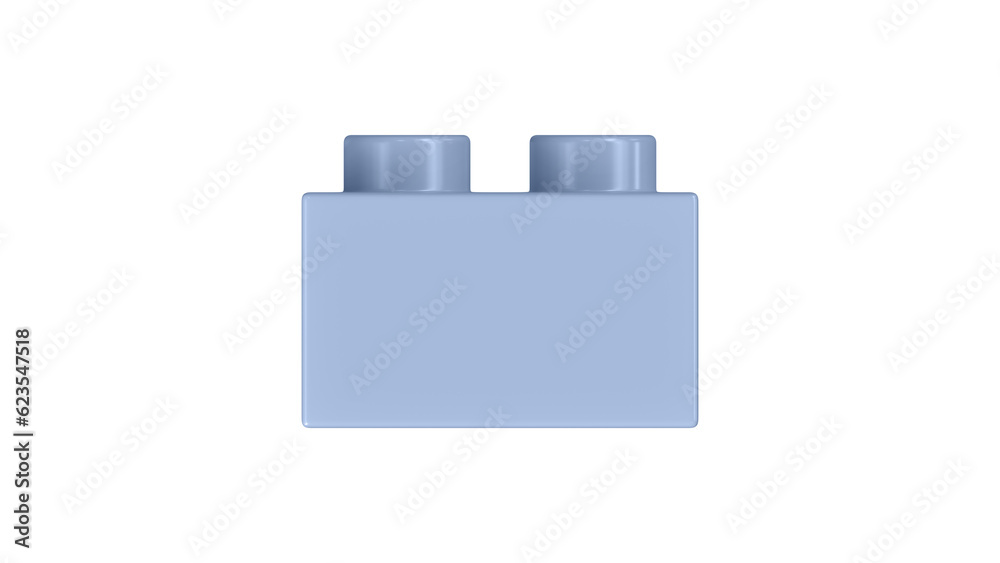 Chambray Blue Block Isolated on a White Background. Close Up View of a Plastic Children Game Brick for Constructors, Side View. High Quality 3D Rendering with a Work Path. 8K Ultra HD, 7680x4320 Chambray Blue Block Isolated on a White Background. Close Up View of a Plastic Children Game Brick for Constructors, Side View. High Quality 3D Rendering with a Work Path. 8K Ultra HD, 7680x4320