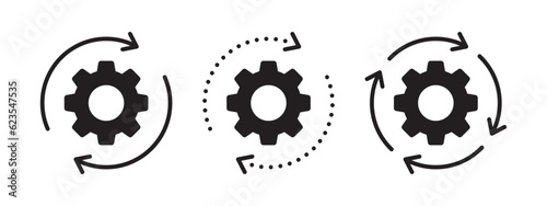 Gears with arrows. Machine gear icons. Gear wheel collection. Vector scalable graphics