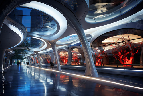 a modern and futuristic metro station  with sleek lines  glass walls  and innovative design elements Generative AI