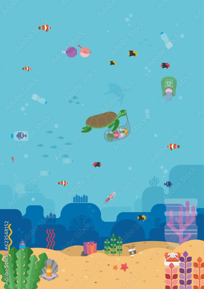 Obraz premium Plastic Waste on The Ocean