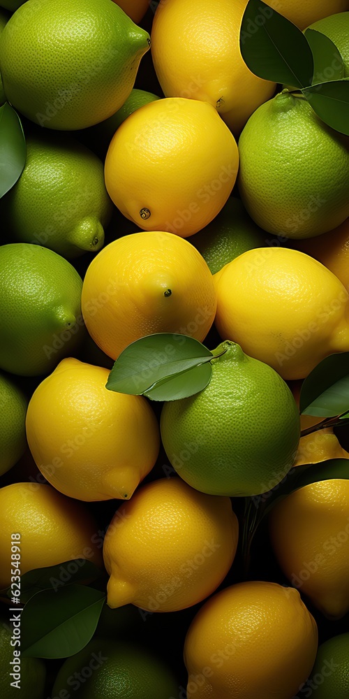 Lemons and limes background, generative ai