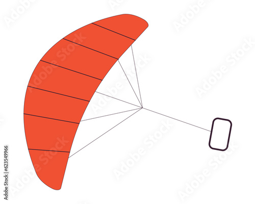 Kite from kitesurfing gear flat line color isolated vector object. Kiteboarding equipment. Editable clip art image on white background. Simple outline cartoon spot illustration for web design