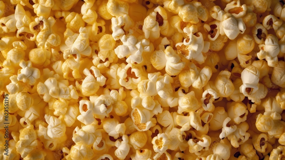 Popcorn in a dish on the background. Generative AI