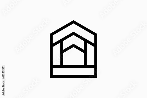home line art style Vector Logo Premium 