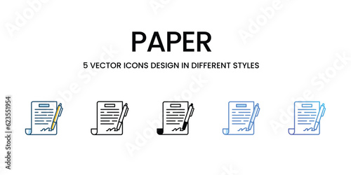 Open Book Icon Design in Five style with Editable Stroke. Line, Solid, Flat Line, Duo Tone Color, and Color Gradient Line. Suitable for Web Page, Mobile App, UI, UX and GUI design.