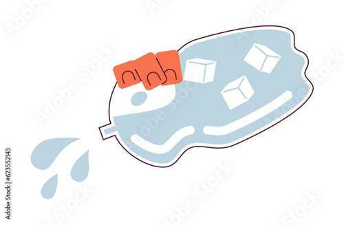Drinking bottled water semi flat color vector character hand. Splash waterdrops from bottle. Hydration. Editable body part element on white. Simple cartoon spot illustration for web graphic design