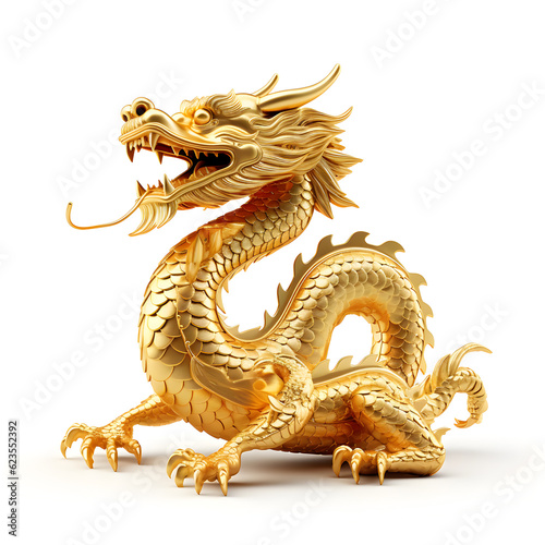 golden dragon on white