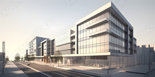 Tela Modern office building concept 3d rendering