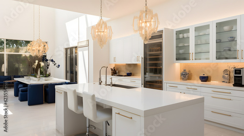 Modern White Kitchen in Estate Home © Prasanth