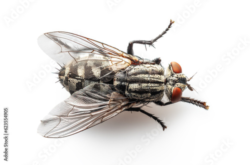 Fly insect macro closeup studio isolated on white background