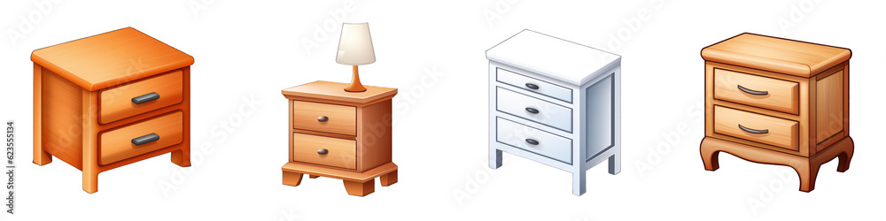 Nightstand clipart collection, vector, icons isolated on transparent background Nightstand clipart collection, vector, icons isolated on transparent background