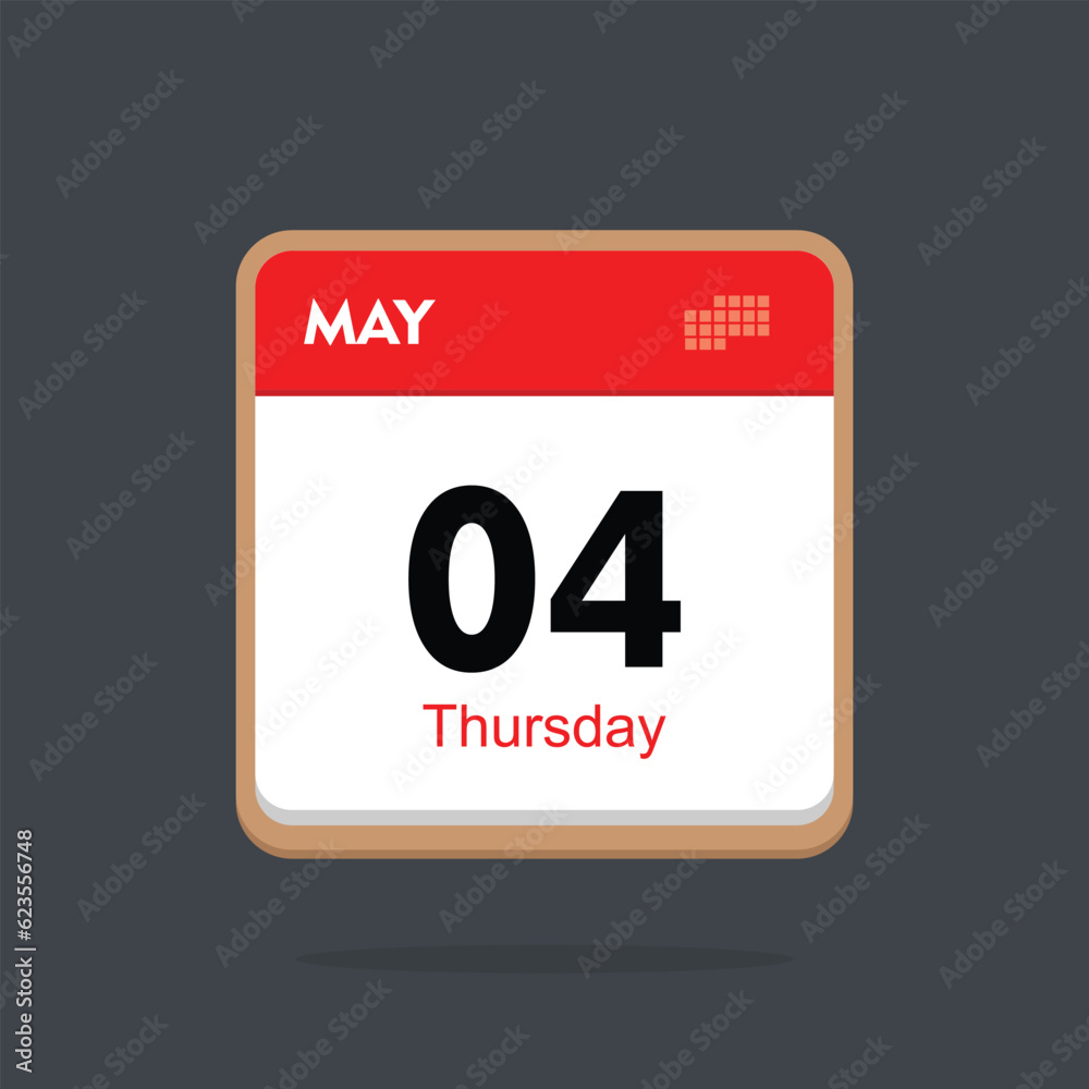 Fototapeta premium thursday 04 may icon with black background, calender icon