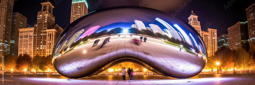 Obraz premium Chicago panoramic view - Generative AI