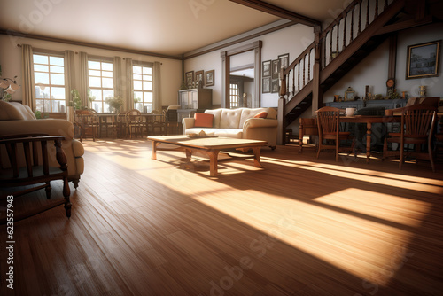 living room with the hardwood floors, generative ai  © vvalentine