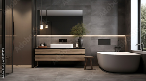 Modern bathroom interior in minimal scandinavian style   generative ai 